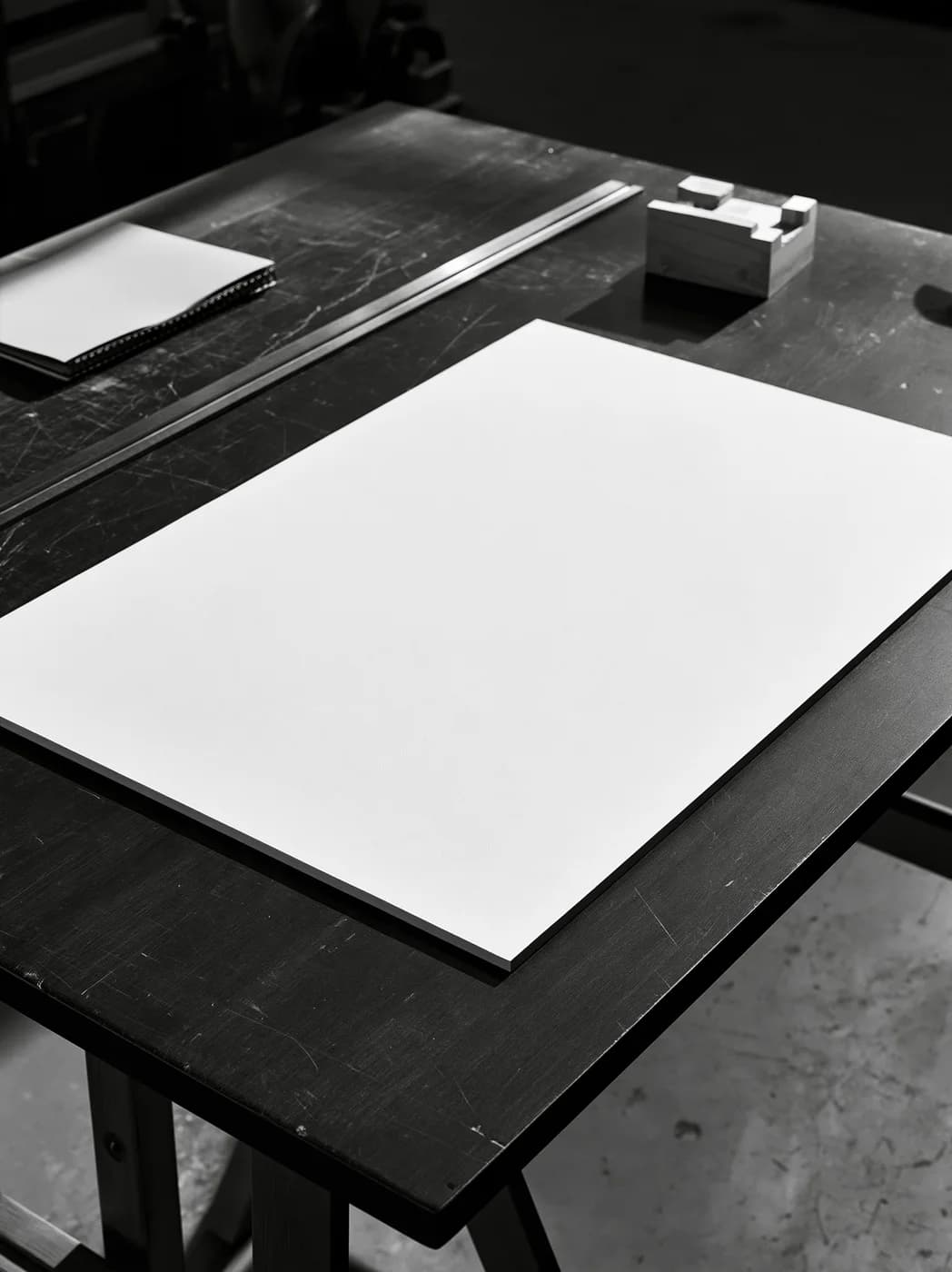 On the drawing table blank photographic mockup