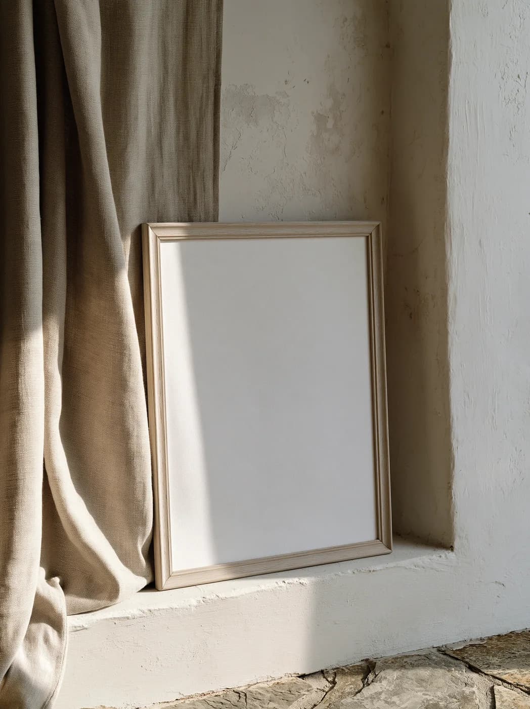 Linen & limestone blank photographic mockup