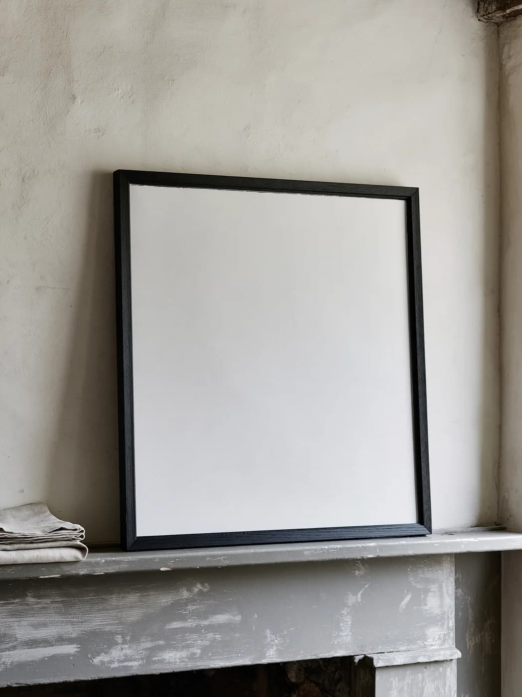 Above the mantel blank photographic mockup