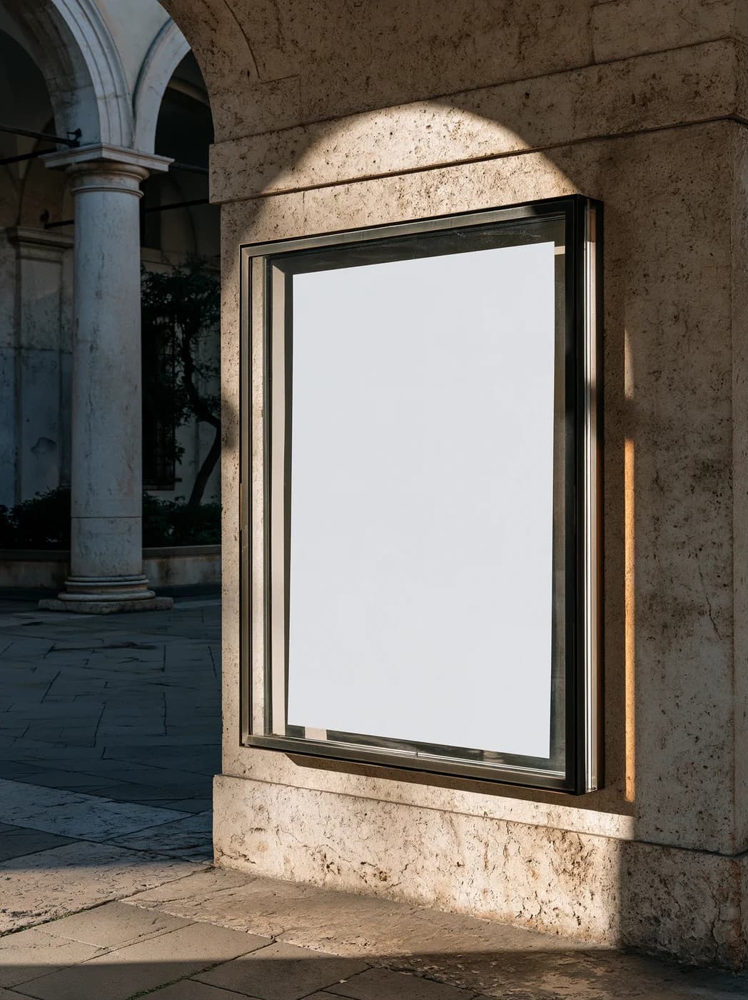 Under the arcade blank photographic mockup