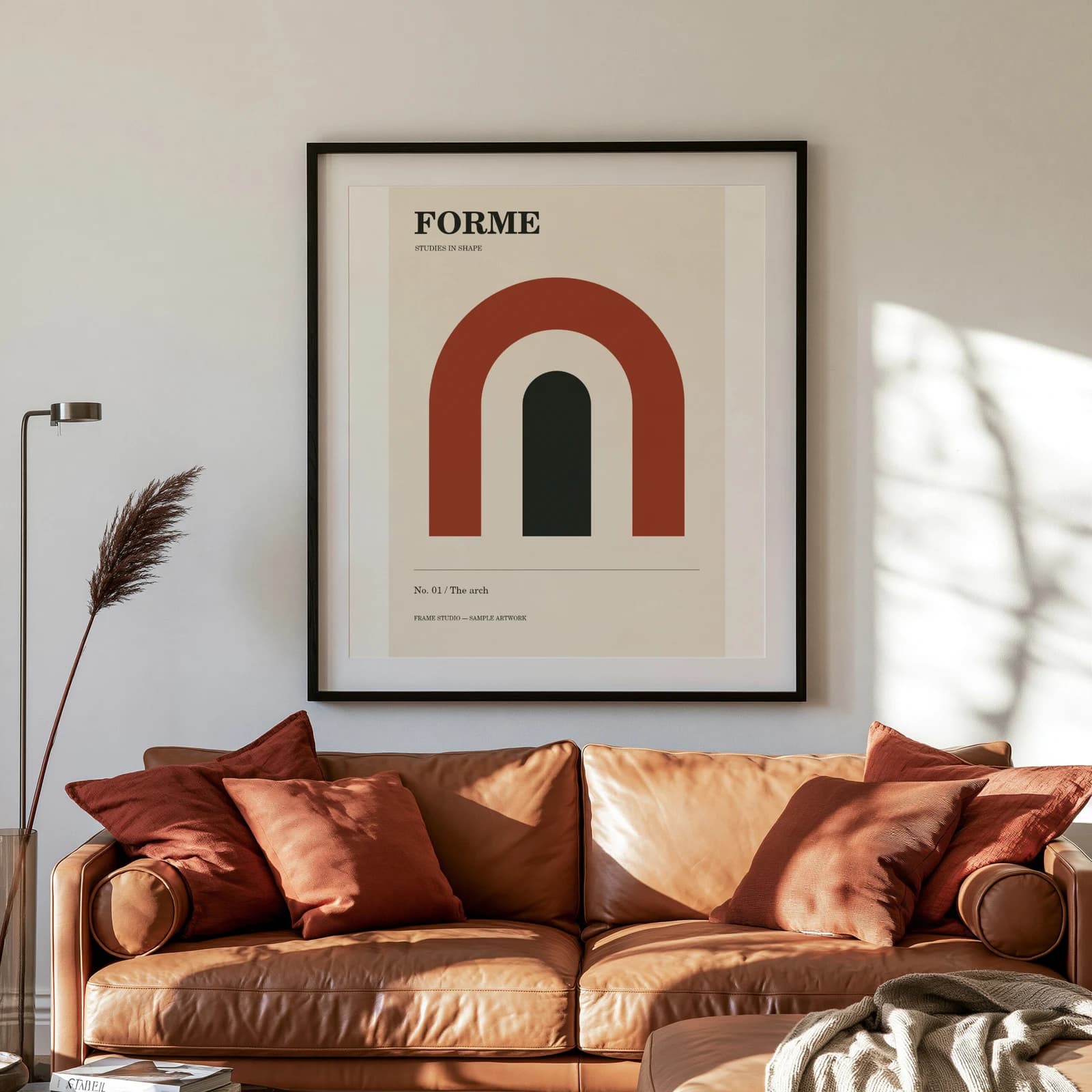 Cognac sofa photographic mockup